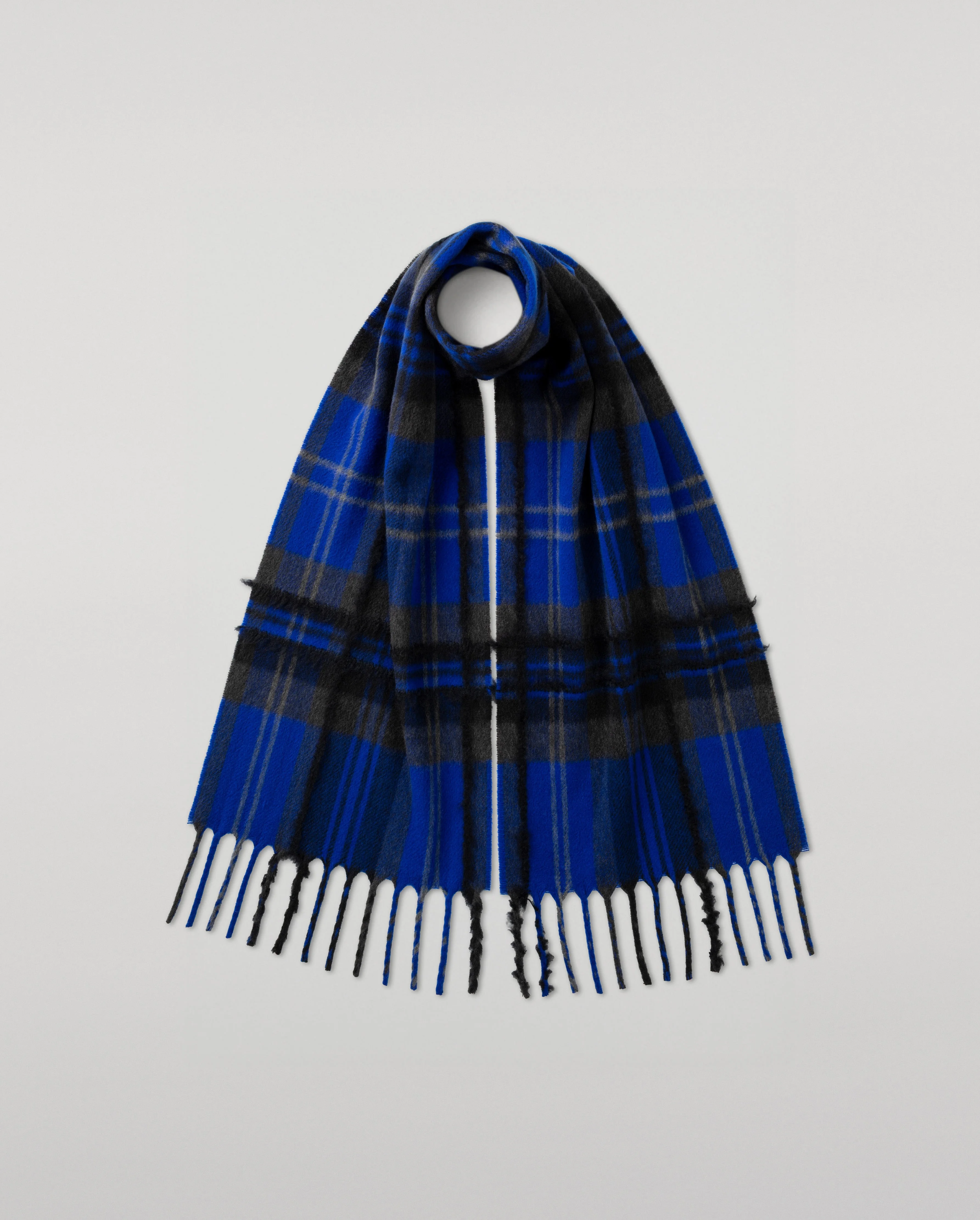 Mach Blue Tartan Cashmere Scarf - 1