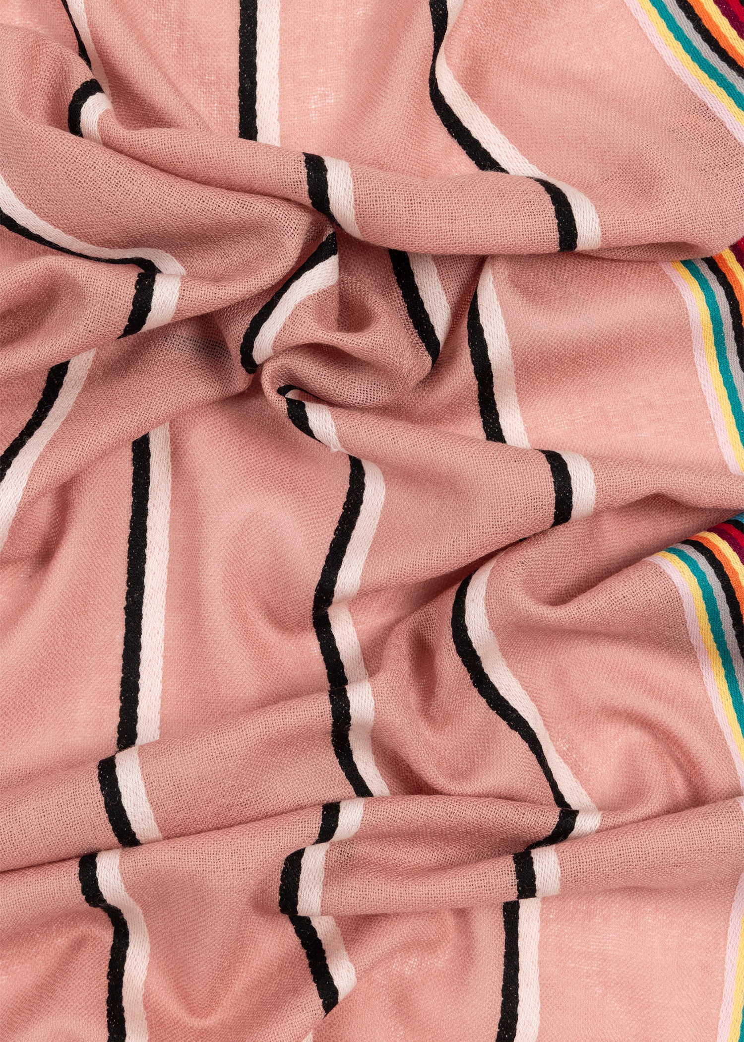 Pink Artist Stripe Edge Lambswool-Cashmere Scarf - 4