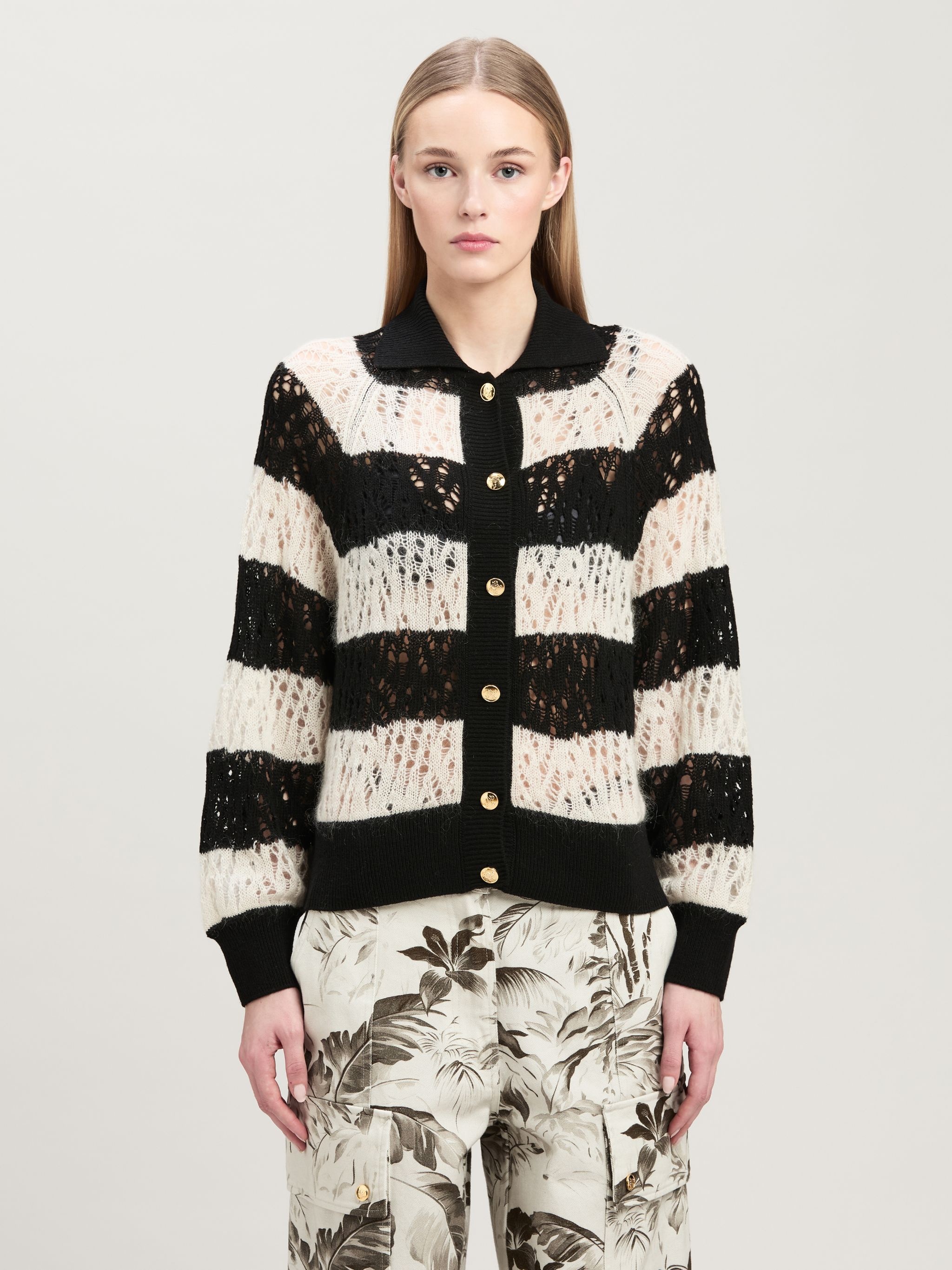 Gold Buttons Knit Cardigan - 3