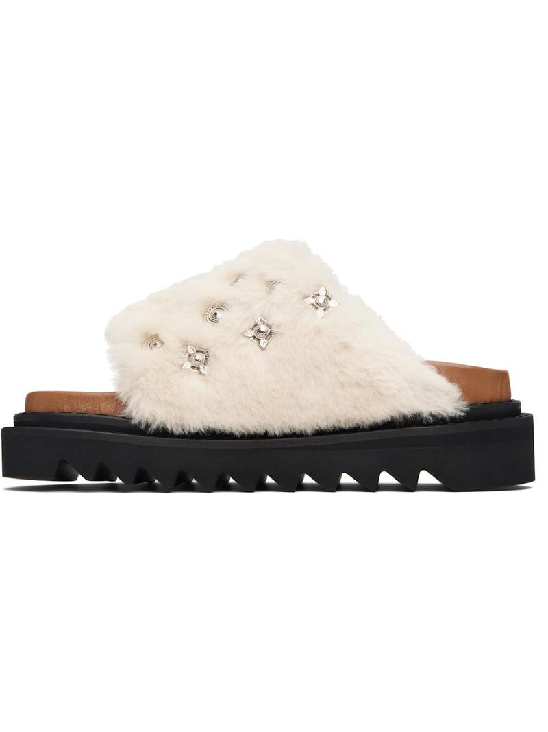 TOGA PULLA White Fur Concho Slippers outlook