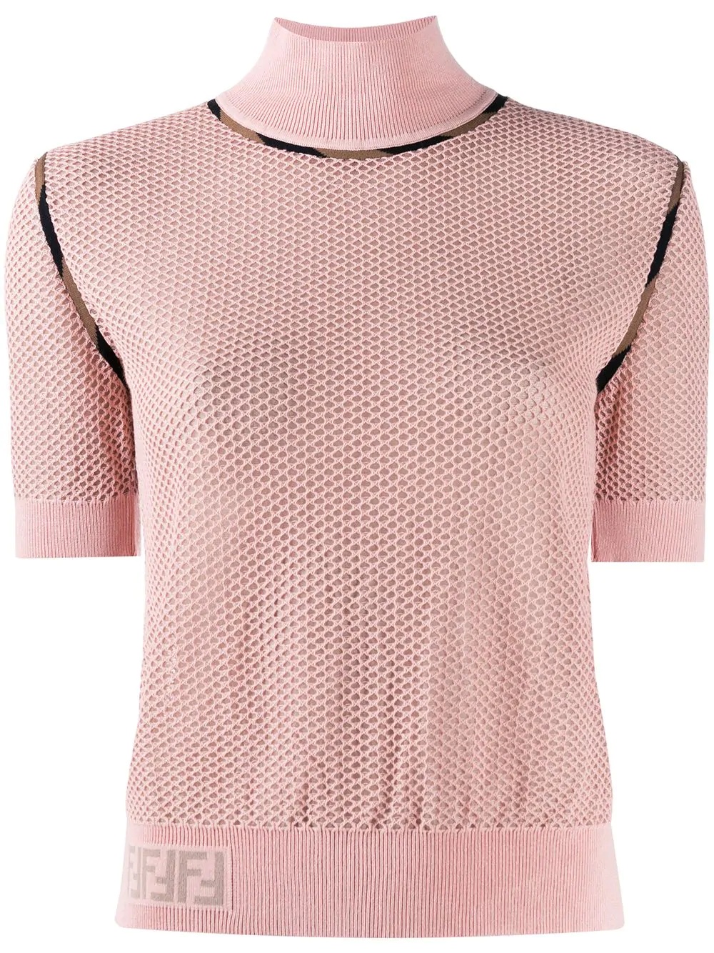 turtle neck slim-fit knitted top - 1