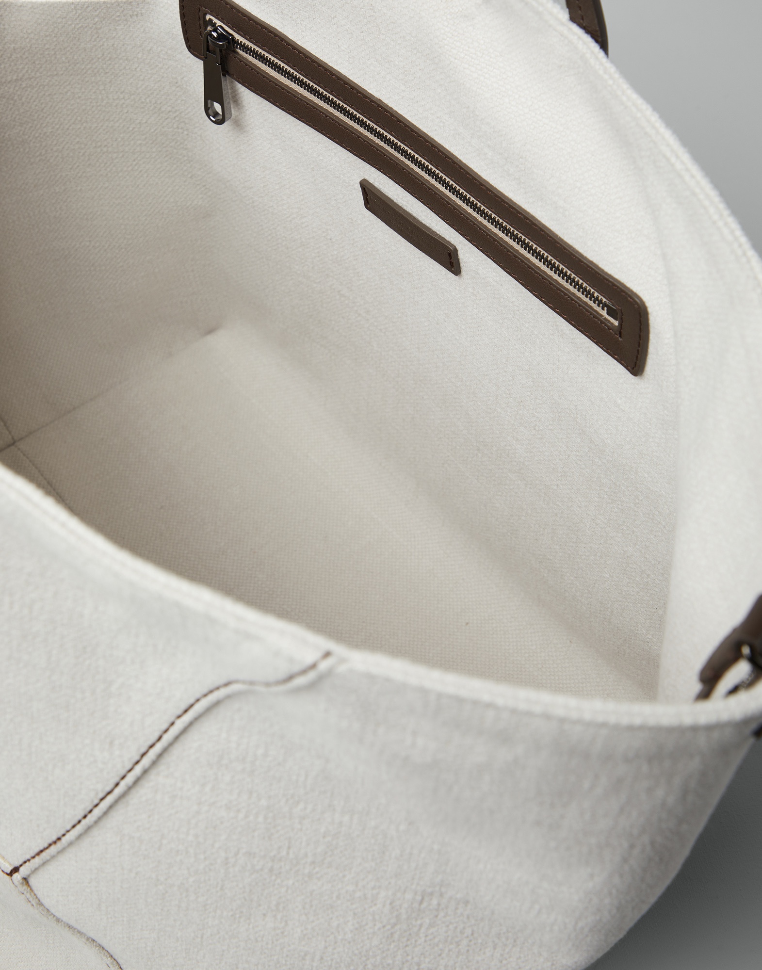 Cotton and linen canvas shopper bag with monili - 5
