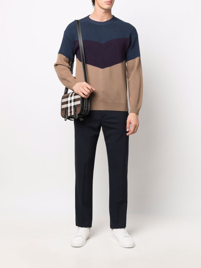 GIORGIO ARMANI colour-block wool jumper outlook