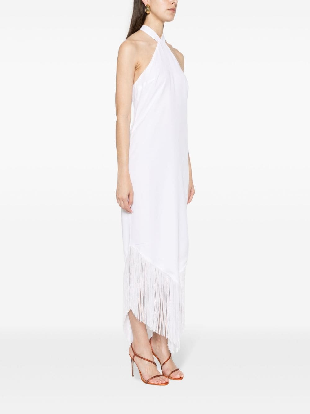 halterneck fringed maxi dress - 3