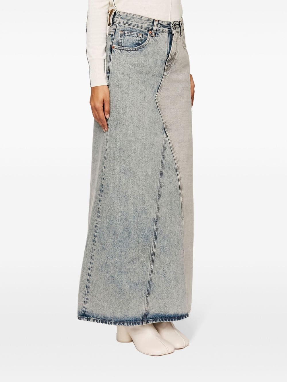 slit denim maxi-skirt - 3