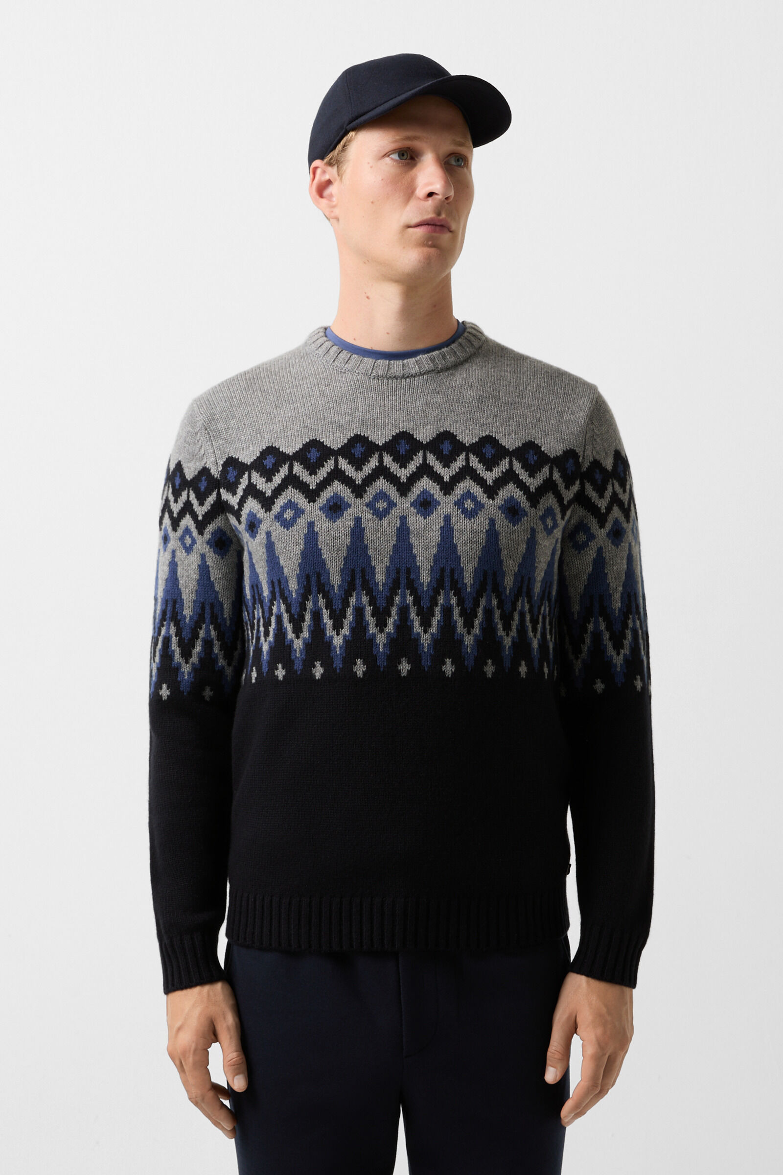 Norwegian pullover Ron in Navy blue/grey - 2