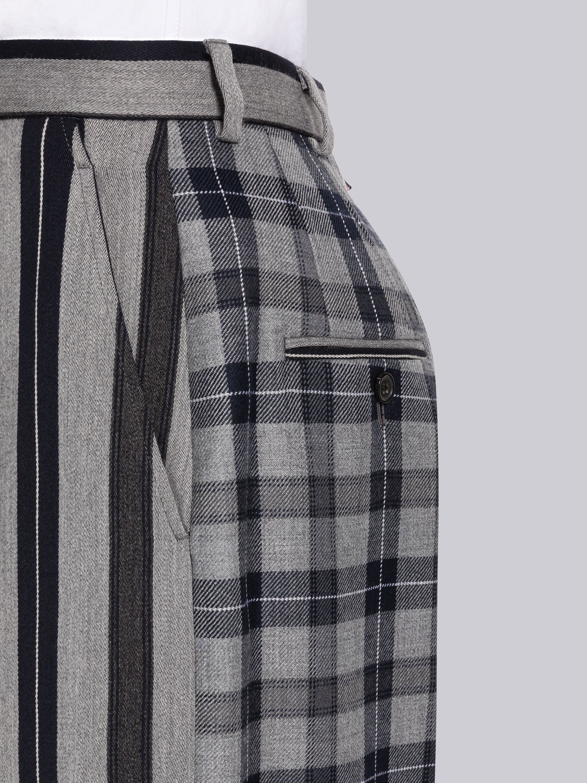 Fun-Mix Tartan Stripe High Waisted Straight Leg Trouser - 5