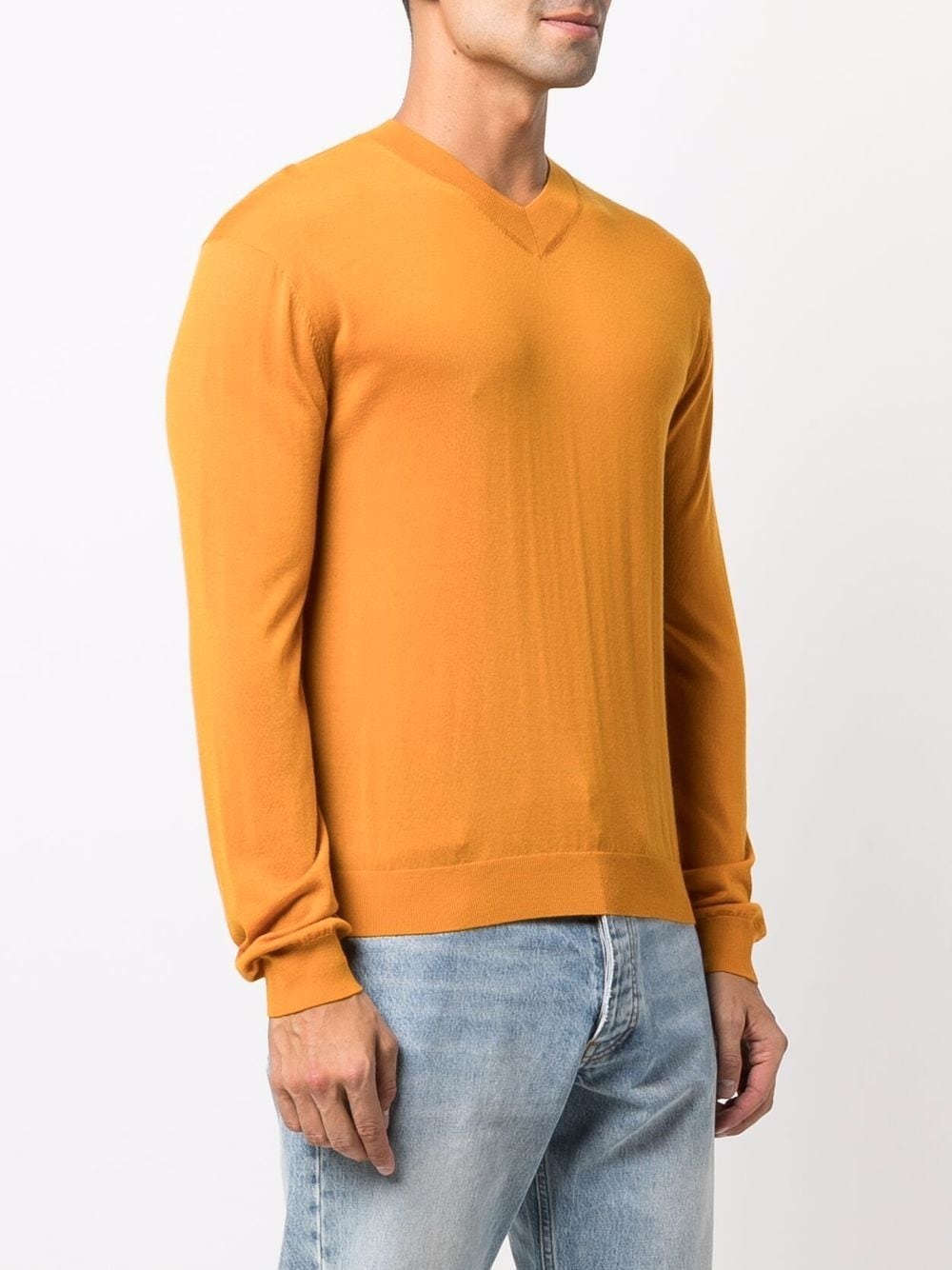 v-neck fine knit jumper - 3