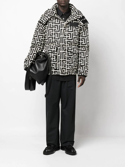 Balmain monogram-pattern padded coat outlook