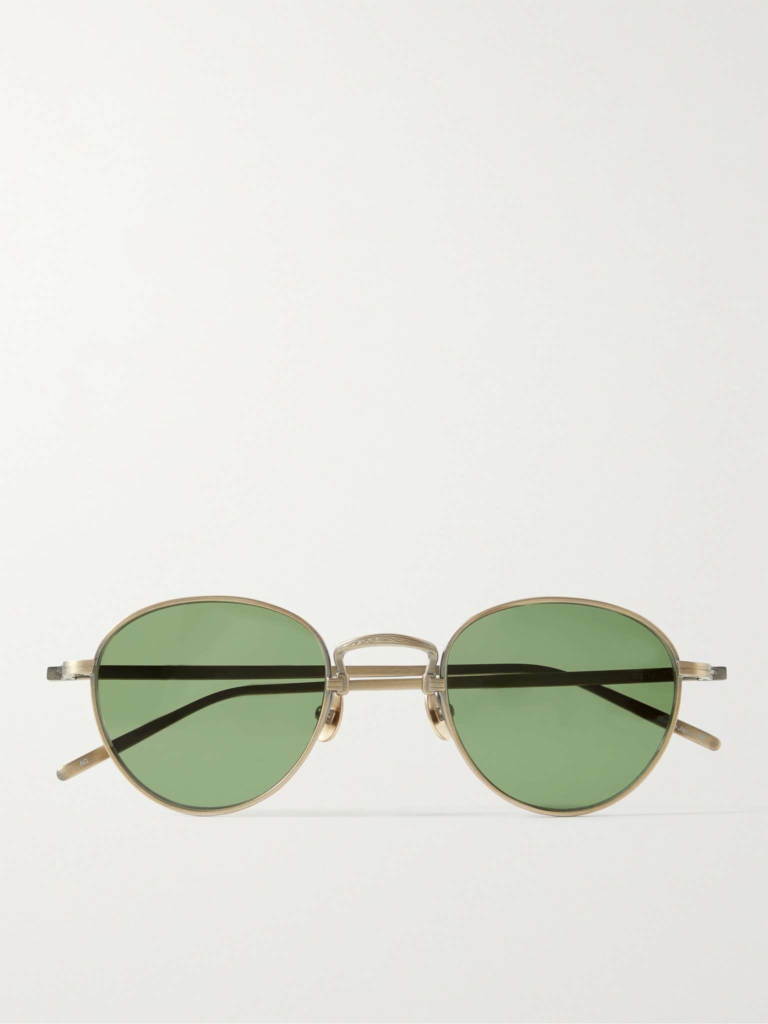 Round-Frame Gold-Tone Titanium Sunglasses - 1