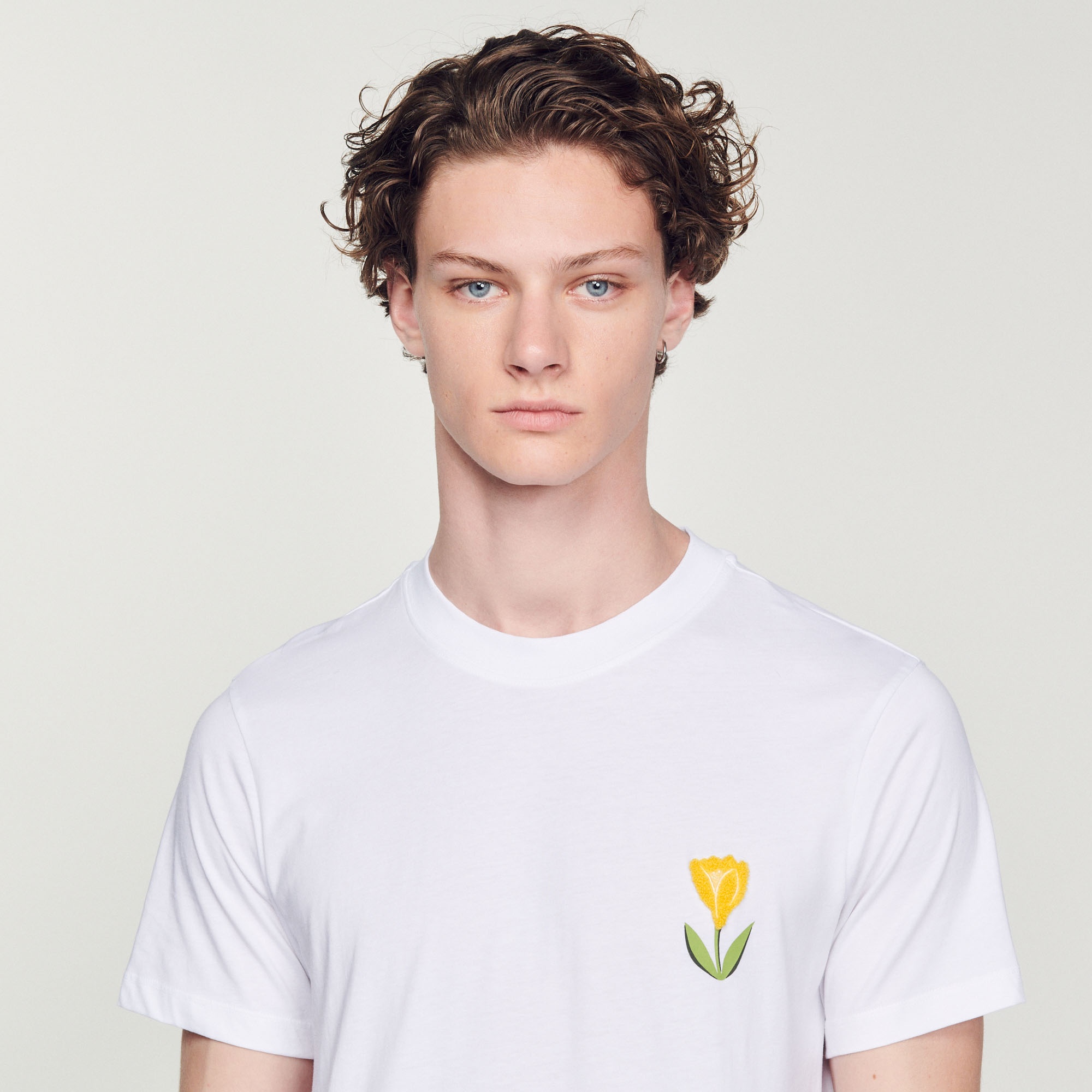 Cotton T-shirt with tulip embroidery - 4