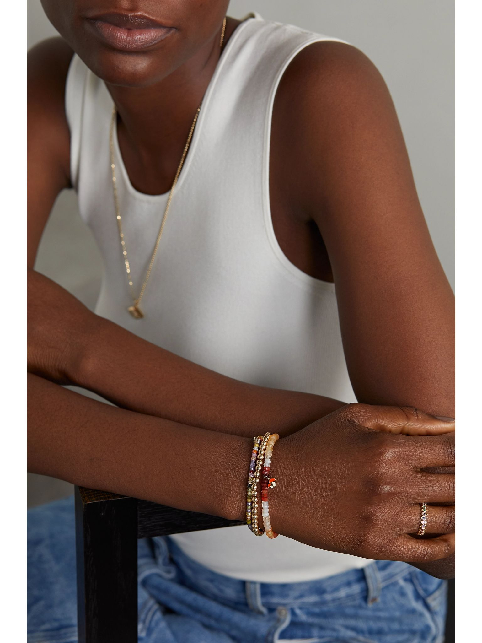Mushroom 14-karat gold, enamel and opal bracelet Gold - 5