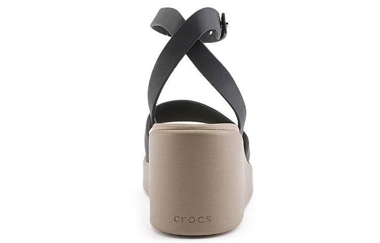 (WMNS) Crocs Brooklyn Ankle Strap Wedge Sandals 'Black Beige' 209406-07H - 5