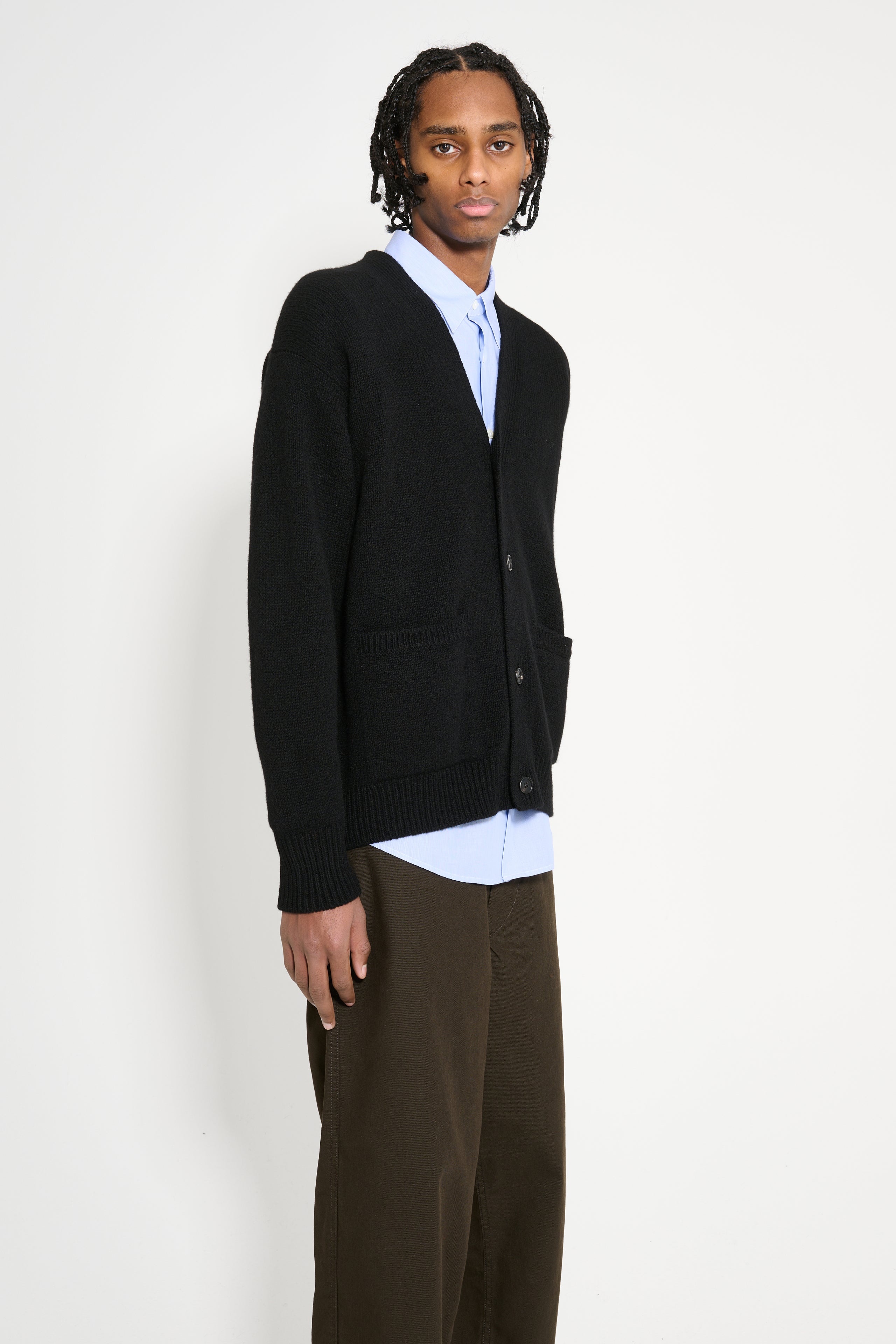 MARGARET HOWELL MARGARET HOWELL BOXY CARDIGAN GEELONG BLACK 