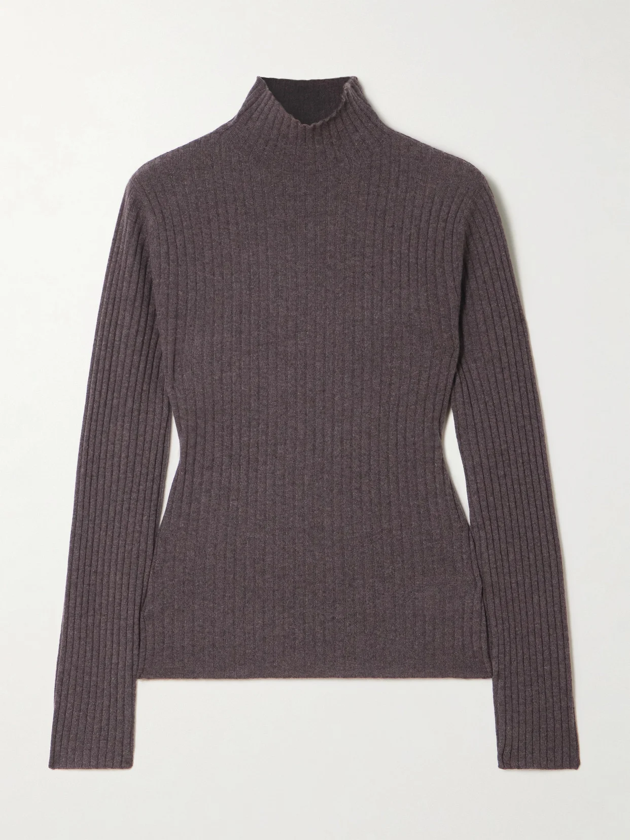Ariana Ribbed Turtleneck Cashmere Sweater - 1