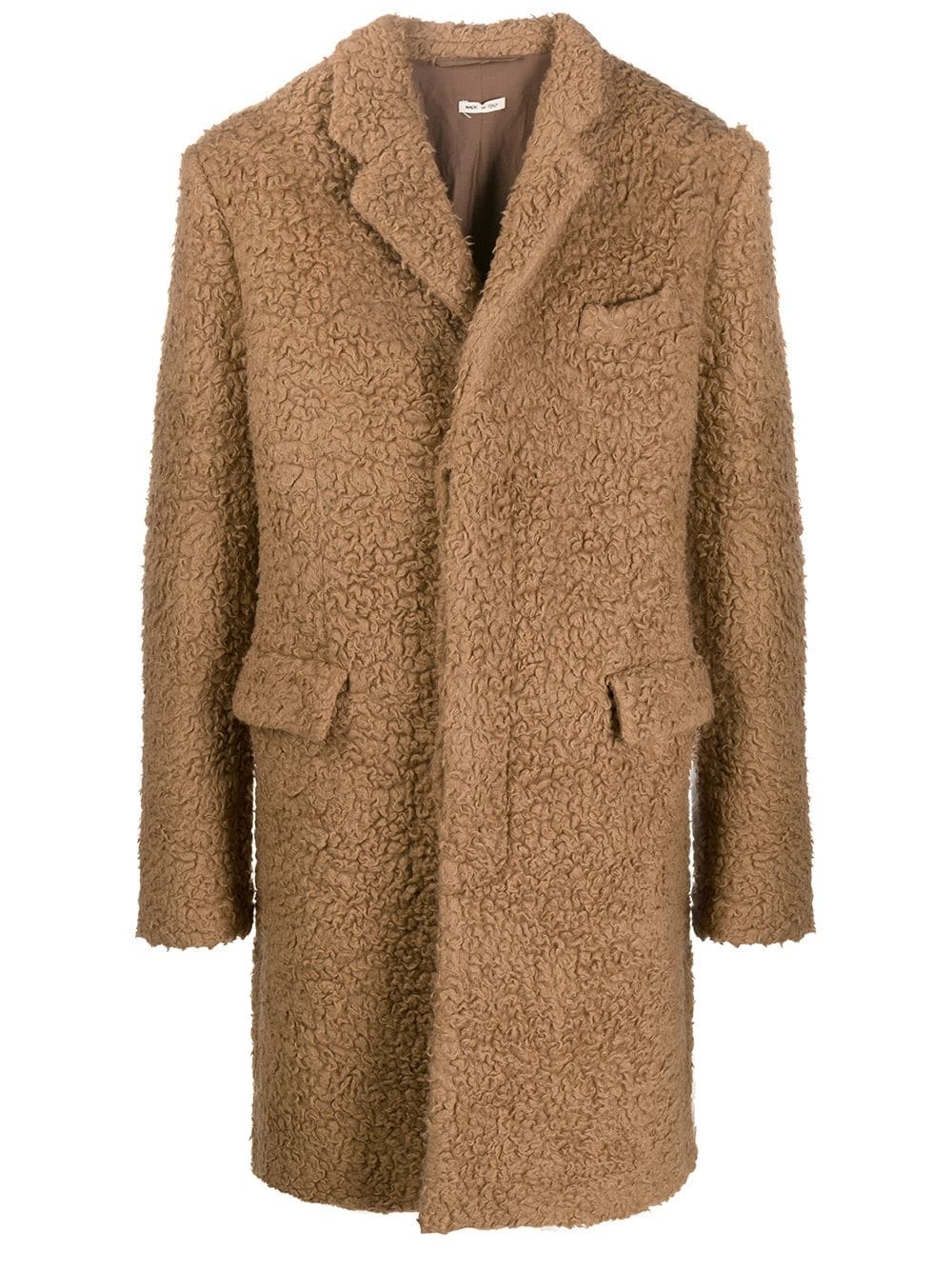 curly-effect single-breasted coat - 1