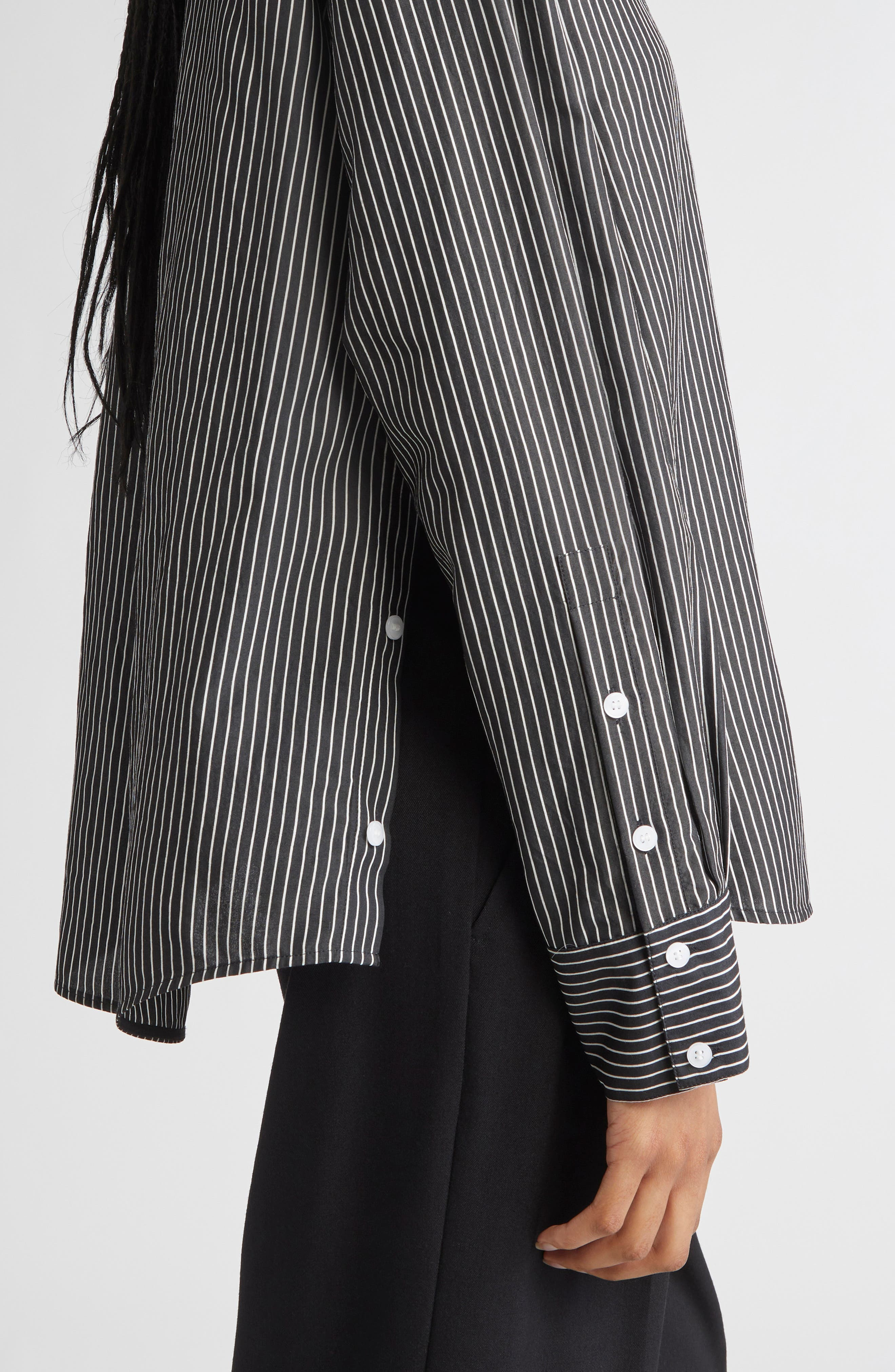 Proenza Schouler Lynsey Stripe Button-Up Shirt in Black/White at Nordstrom - 5