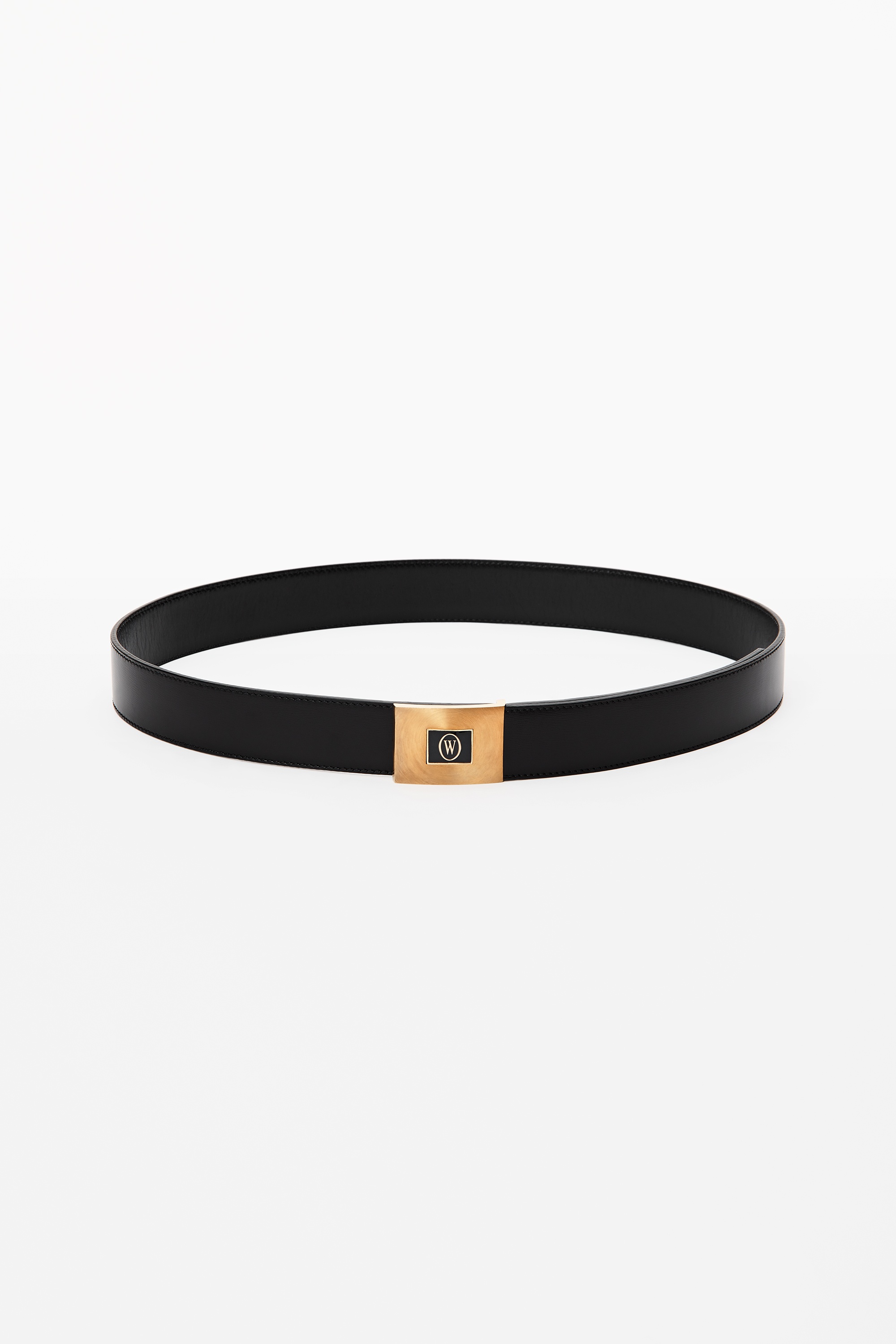 ENAMEL PLAQUE LOGO BELT IN LEATHER - 1