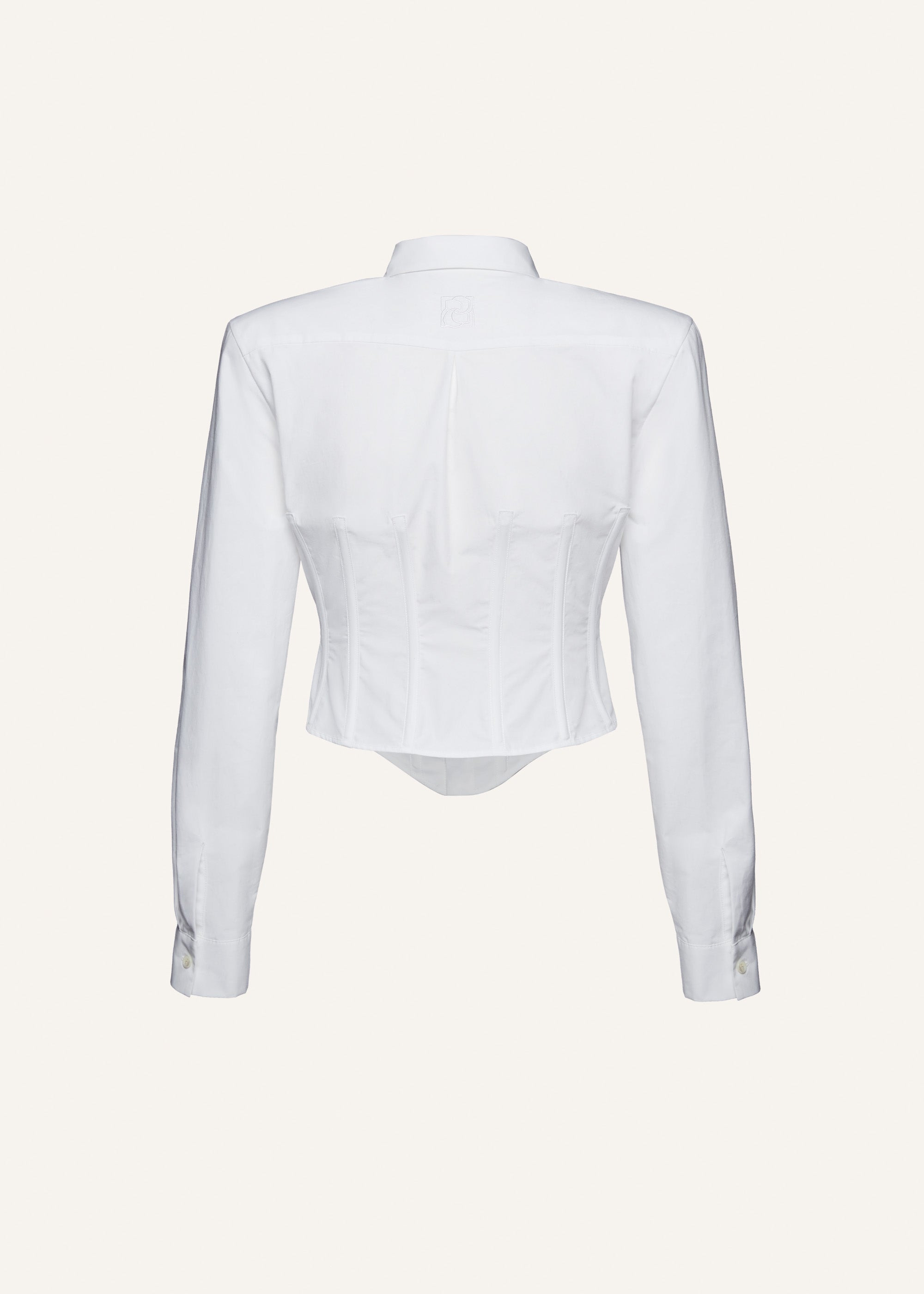 Cropped corset button-up shirt in white - 2