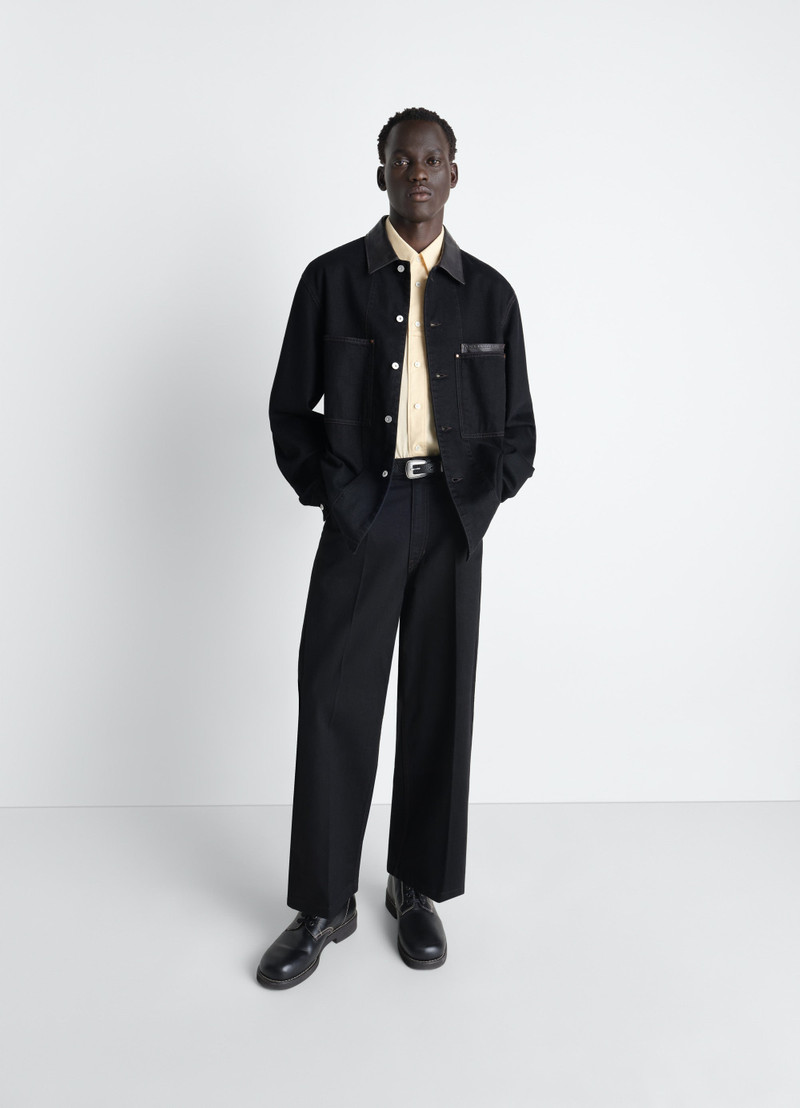 WORKWEAR OVERSHIRT WITH LEATHER COLLAR IN DENIM 3