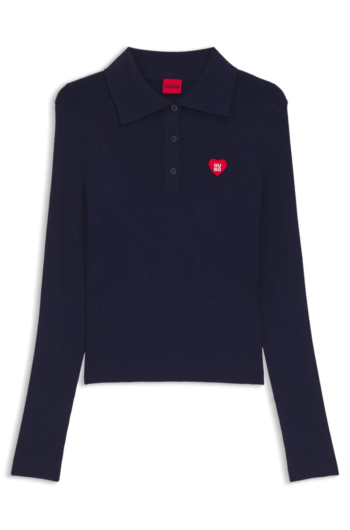 SLIM-FIT SWEATER IN RIBBED CREPE WITH POLO COLLAR - 1