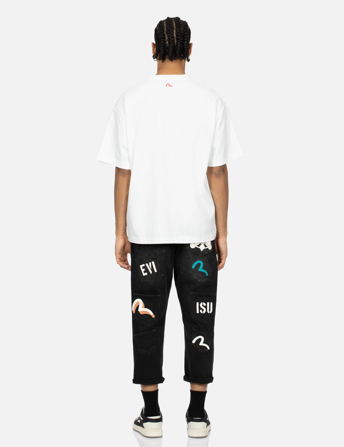 Multi-pocket and Multi-print Cropped-Fit Jeans #2027 - 4