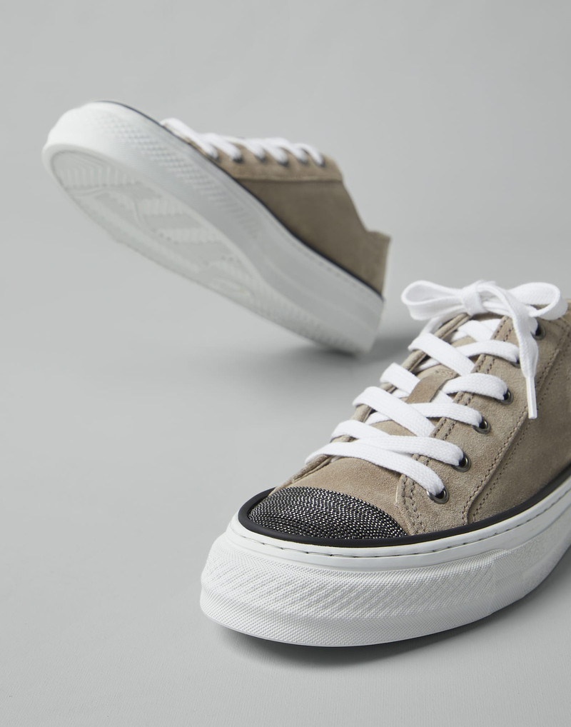Suede sneakers with precious toe 3