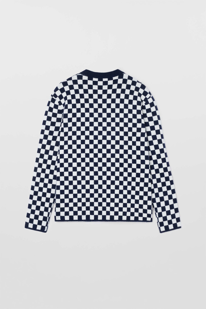 LONGSLEEVE ROUNDNECK / dark blue & off white check 3