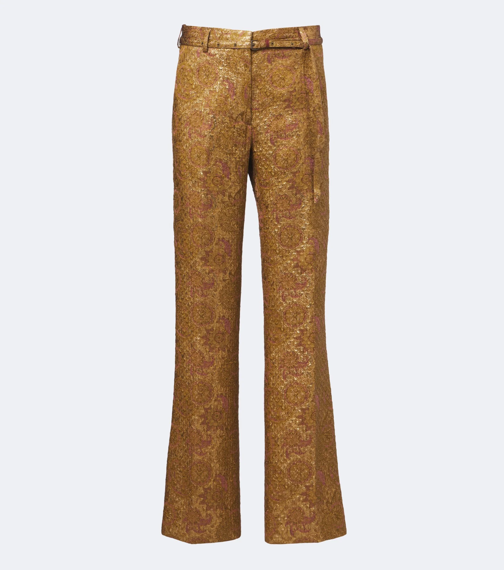 Belted jacquard wide-leg pants - 1