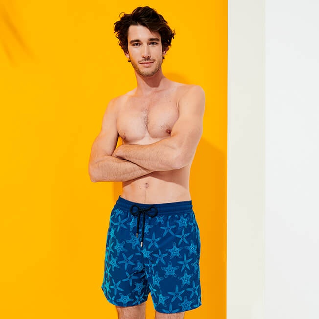 Men Swim Trunks Starfish Dance Flocked - 3