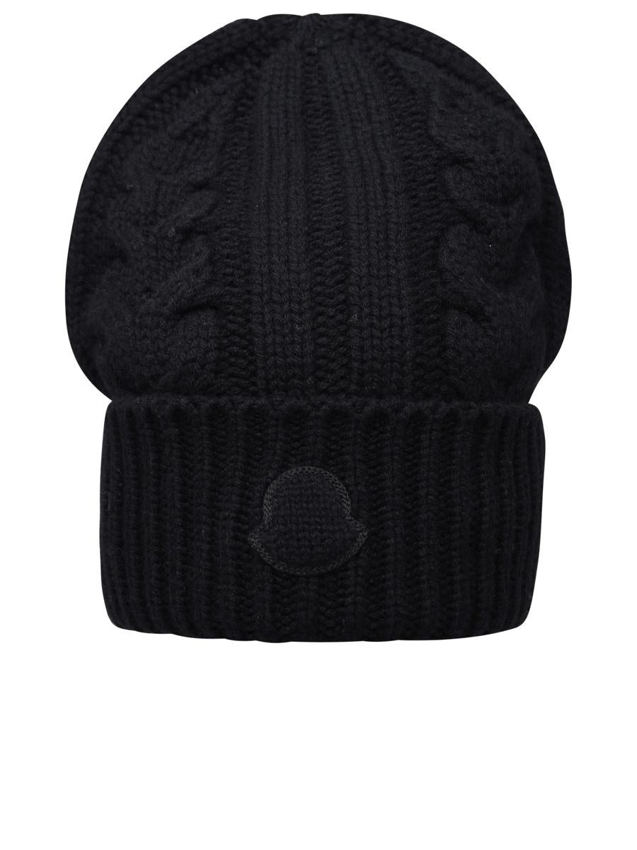 MONCLER BLACK CASHMERE CAP - 1