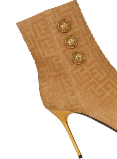 Balmain Debossed suede Roni ankle boots with Balmain monogram outlook