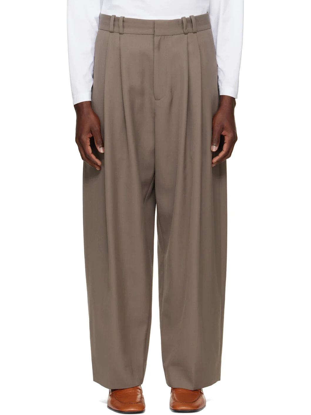 Taupe Line Tailored Trousers - 1