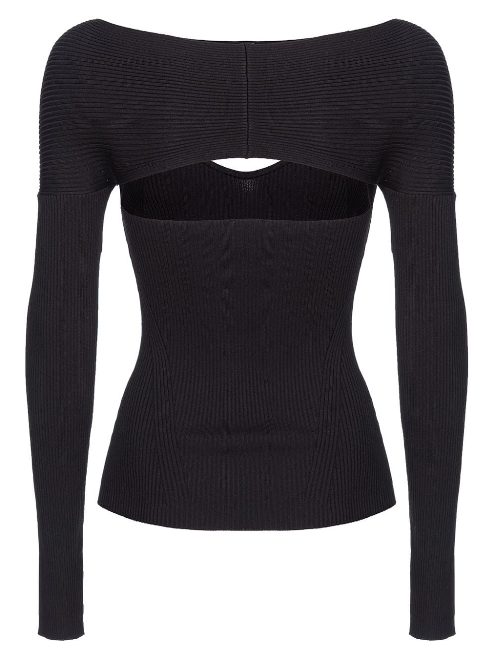 cut-out ribbed-knit jumper - 2