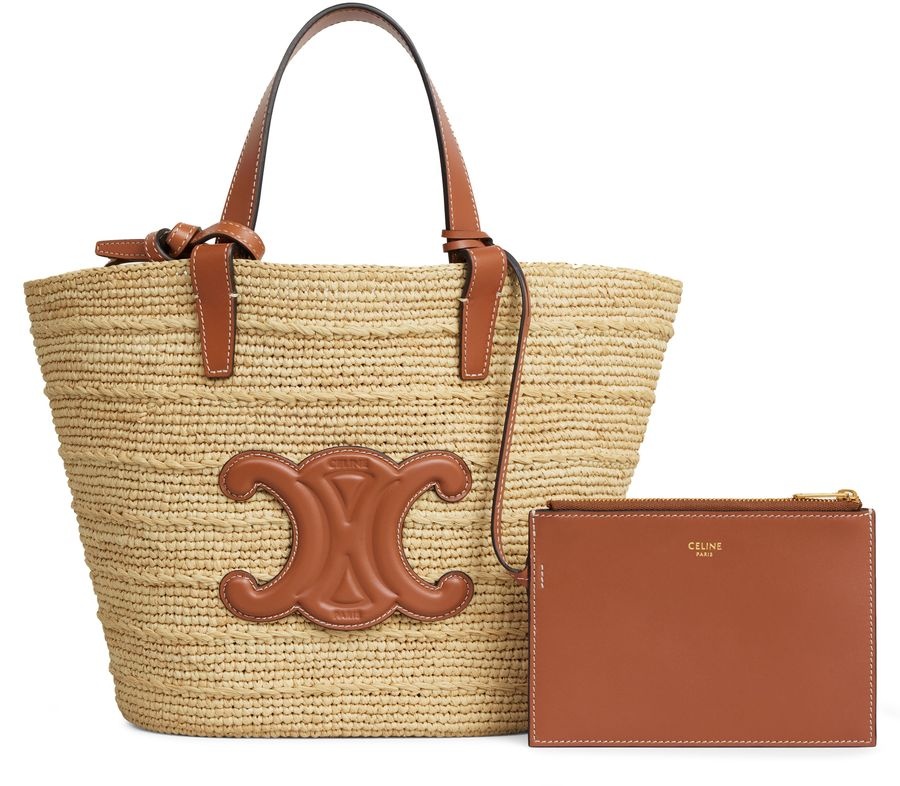 【CELINE 】 Teen supple panier in raffia and calfskin Teen Supple Celine Classic Panier In Raffia And Calfskin