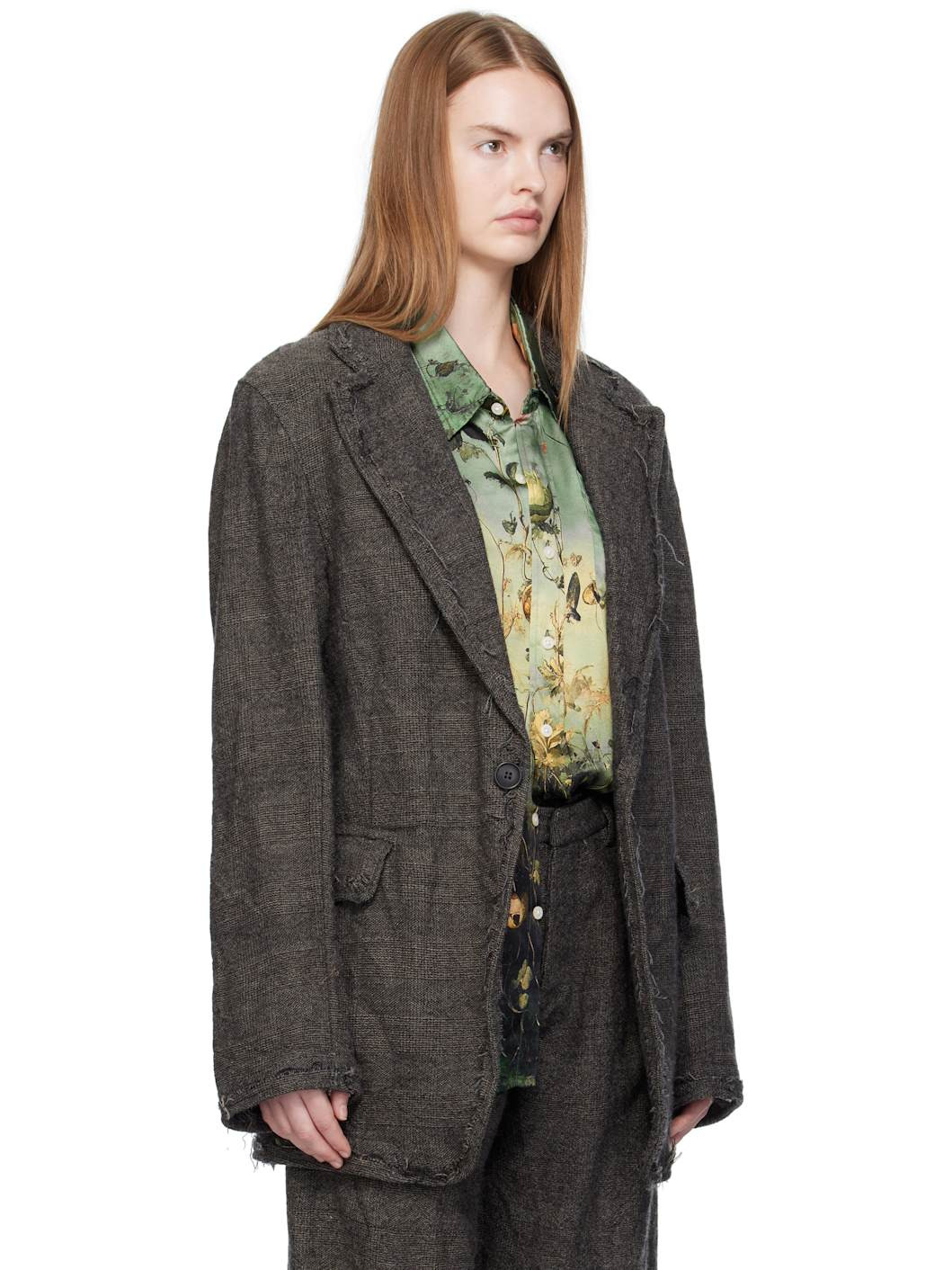 Gray Frayed Edge Ragged Blazer - 2
