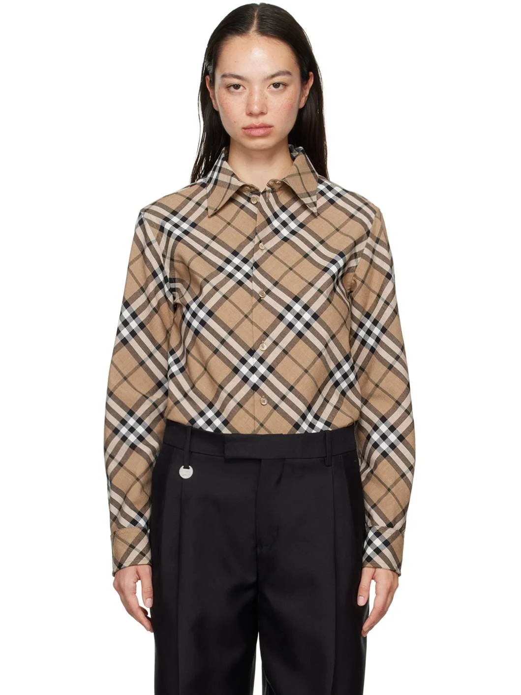 Beige Check Shirt - 1