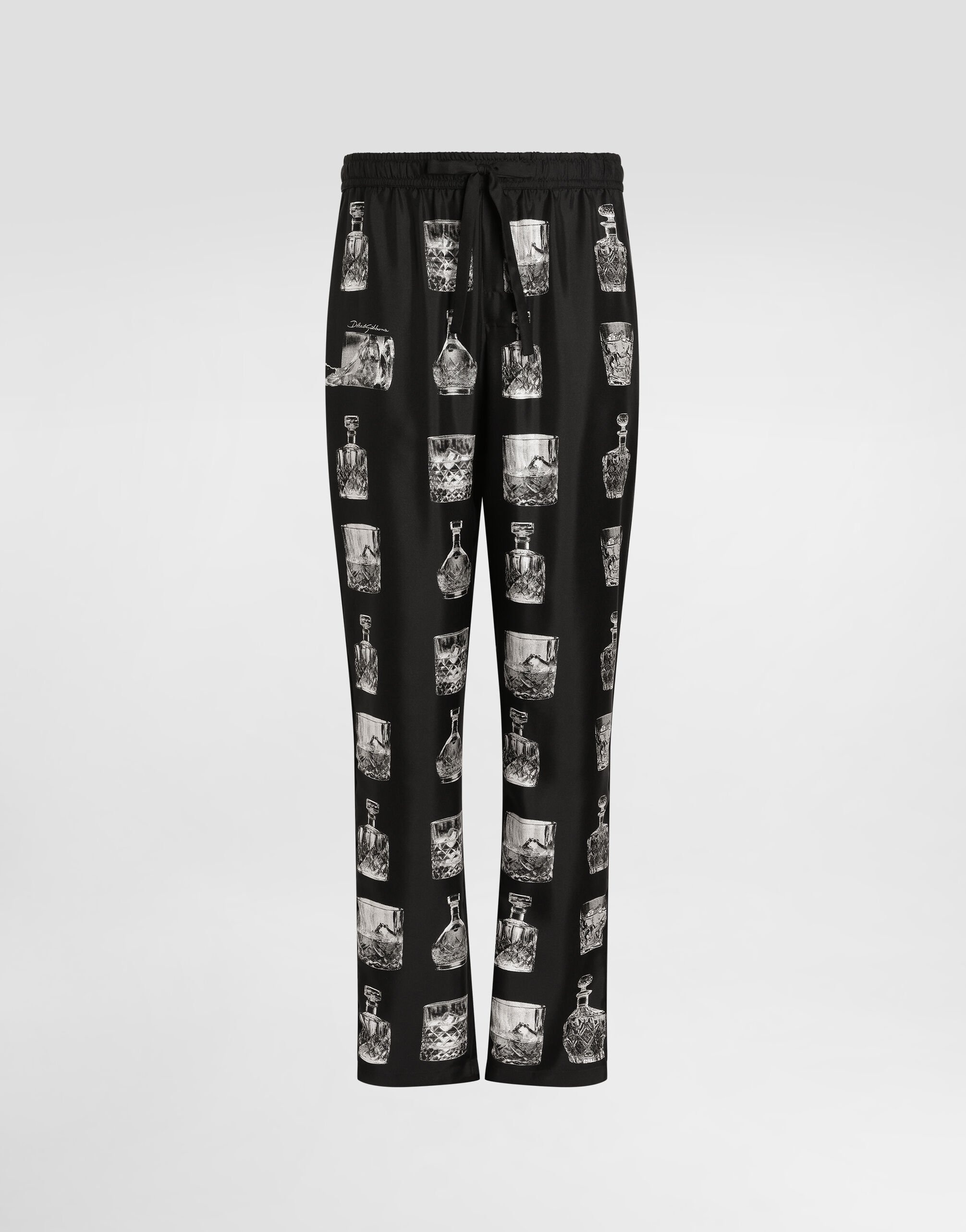 Silk pajama pants with whisky print - 1