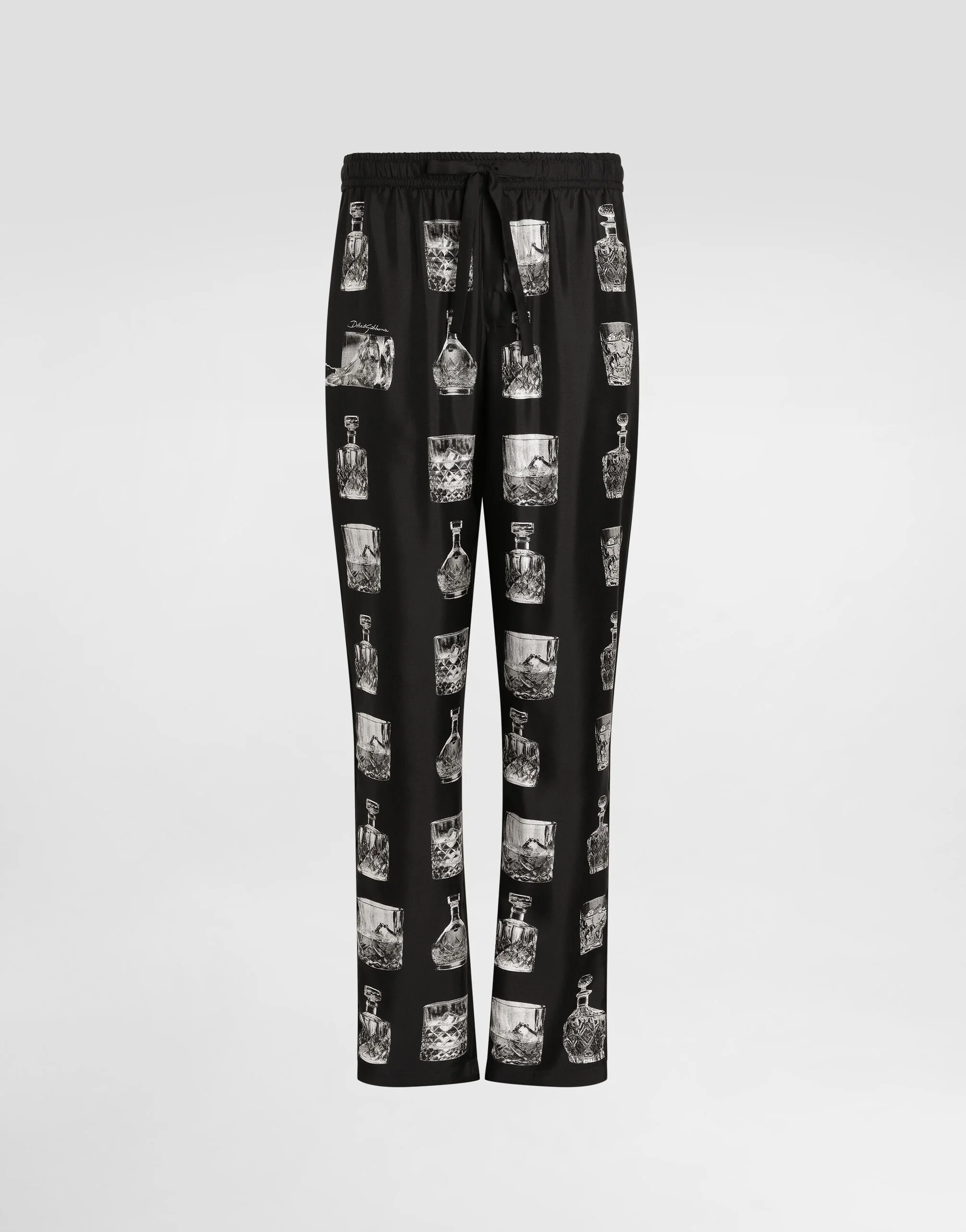 Silk pajama pants with whisky print - 1