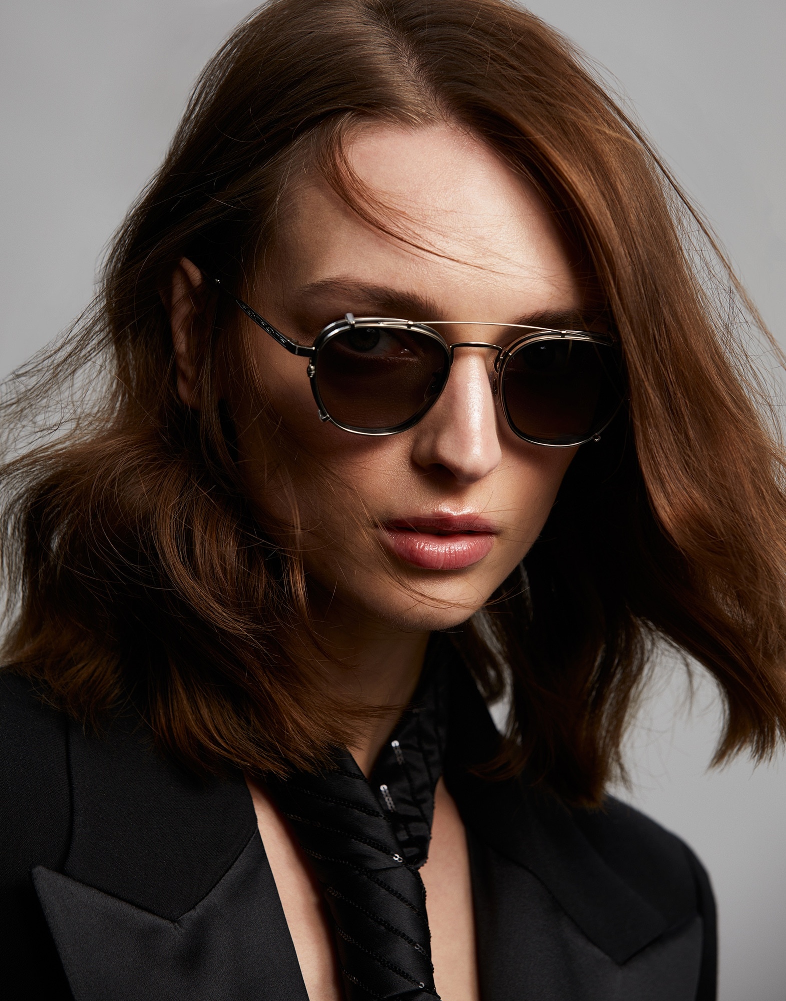 Lilletto titanium and acetate glasses with sun clip-on - 4