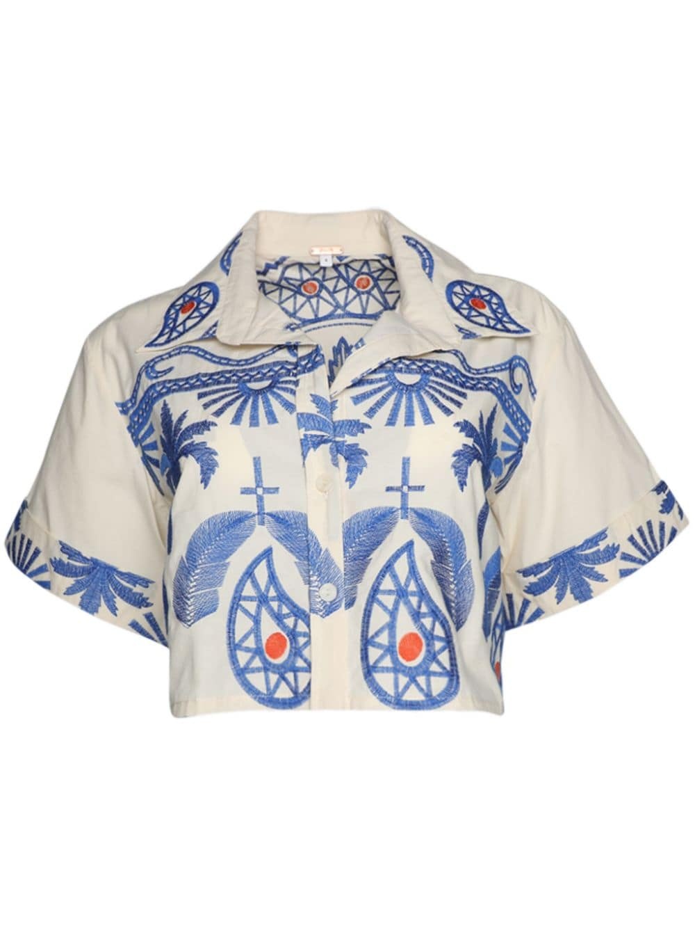 Manyattas embroidered cropped cotton-blend shirt - 1