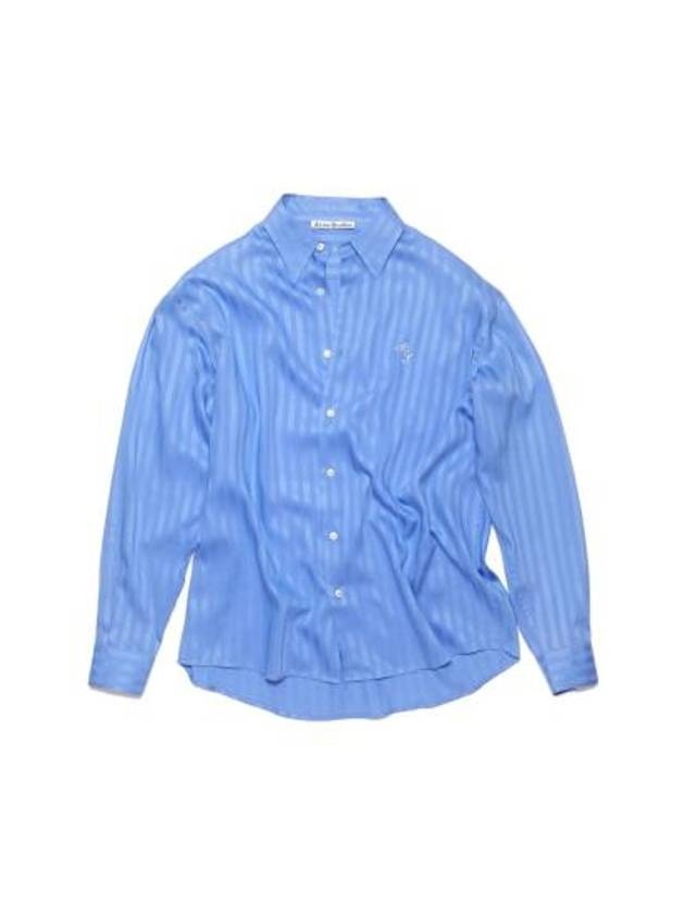 Embroidered Logo Stripe Long Sleeve Shirt Blue - 2