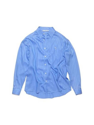 Acne Studios Embroidered Logo Stripe Long Sleeve Shirt Blue outlook