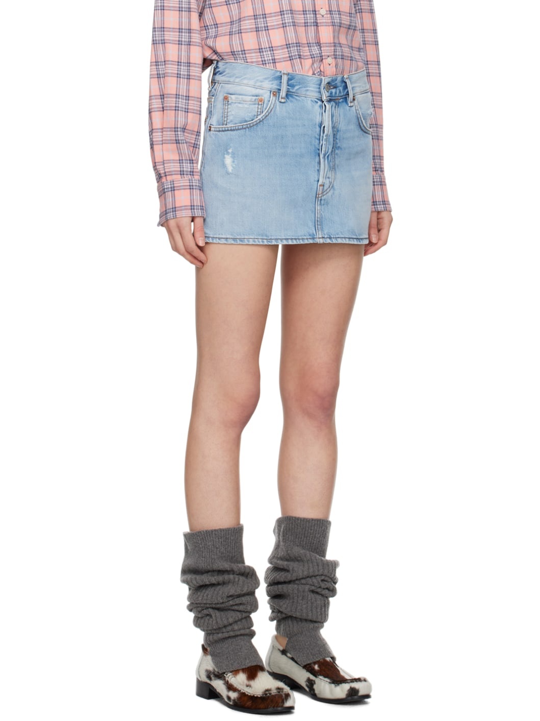 Blue Faded Denim Miniskirt - 2