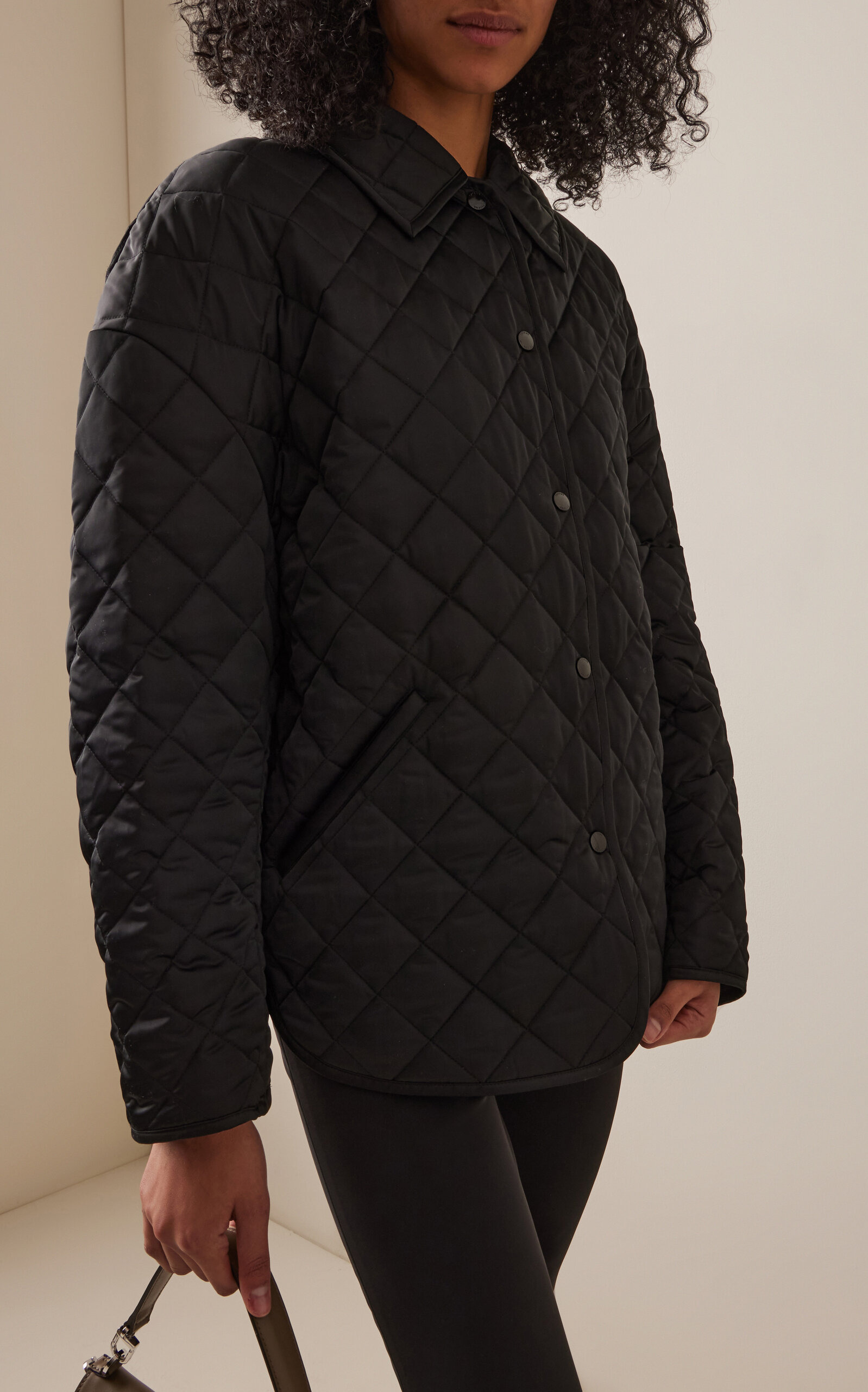 Collared Quilted Jacket black - 3