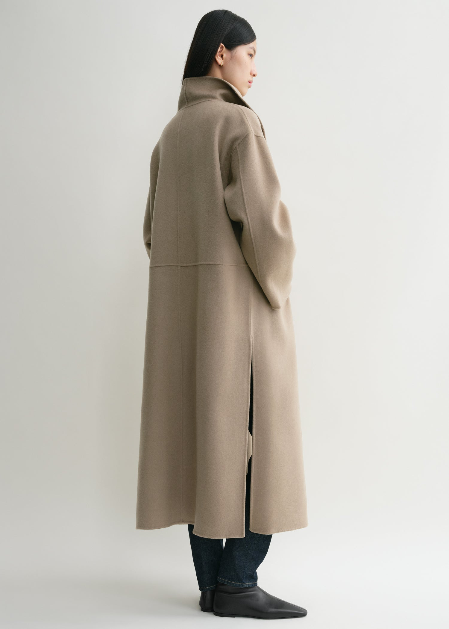 Signature wool cashmere coat truffle - 4