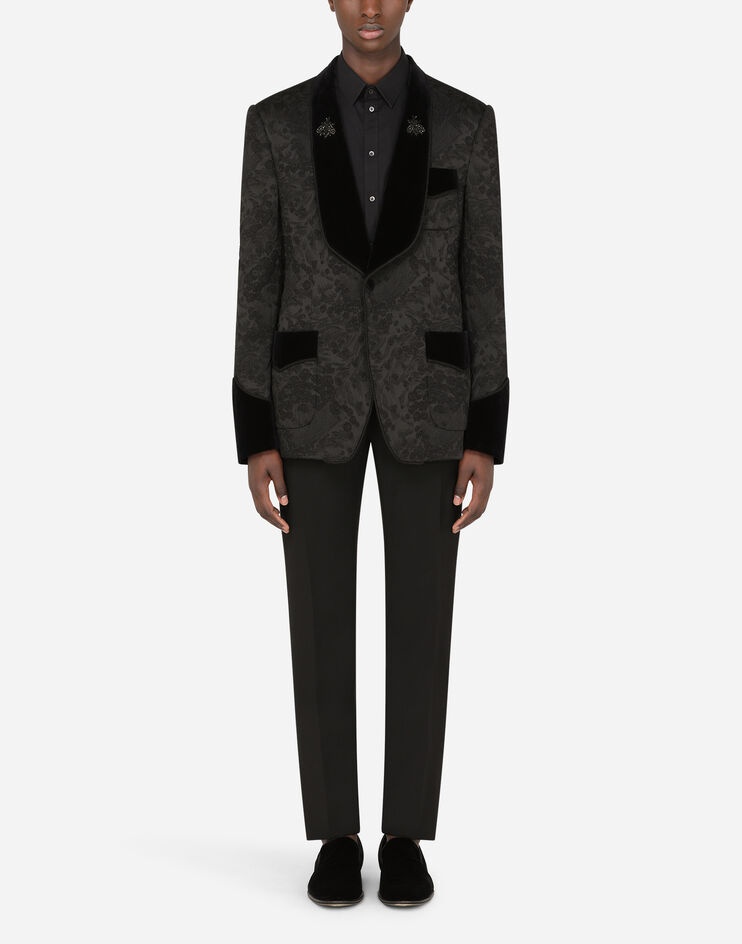 Stretch jacquard casinò-fit tuxedo jacket with patch - 6