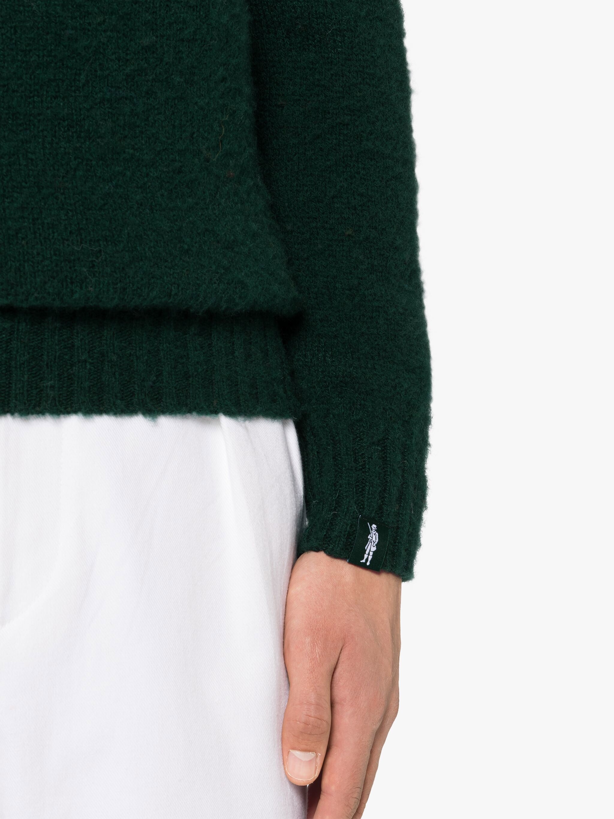 HUTCHINS DARK GREEN WOOL CREWNECK SWEATER - 5