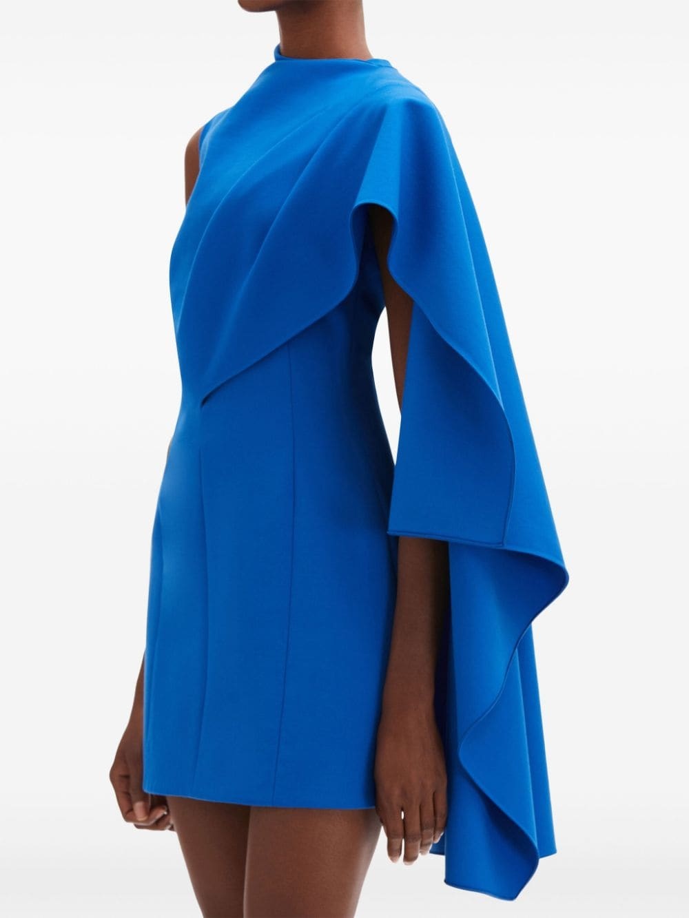 one-shoulder cape dress - 5
