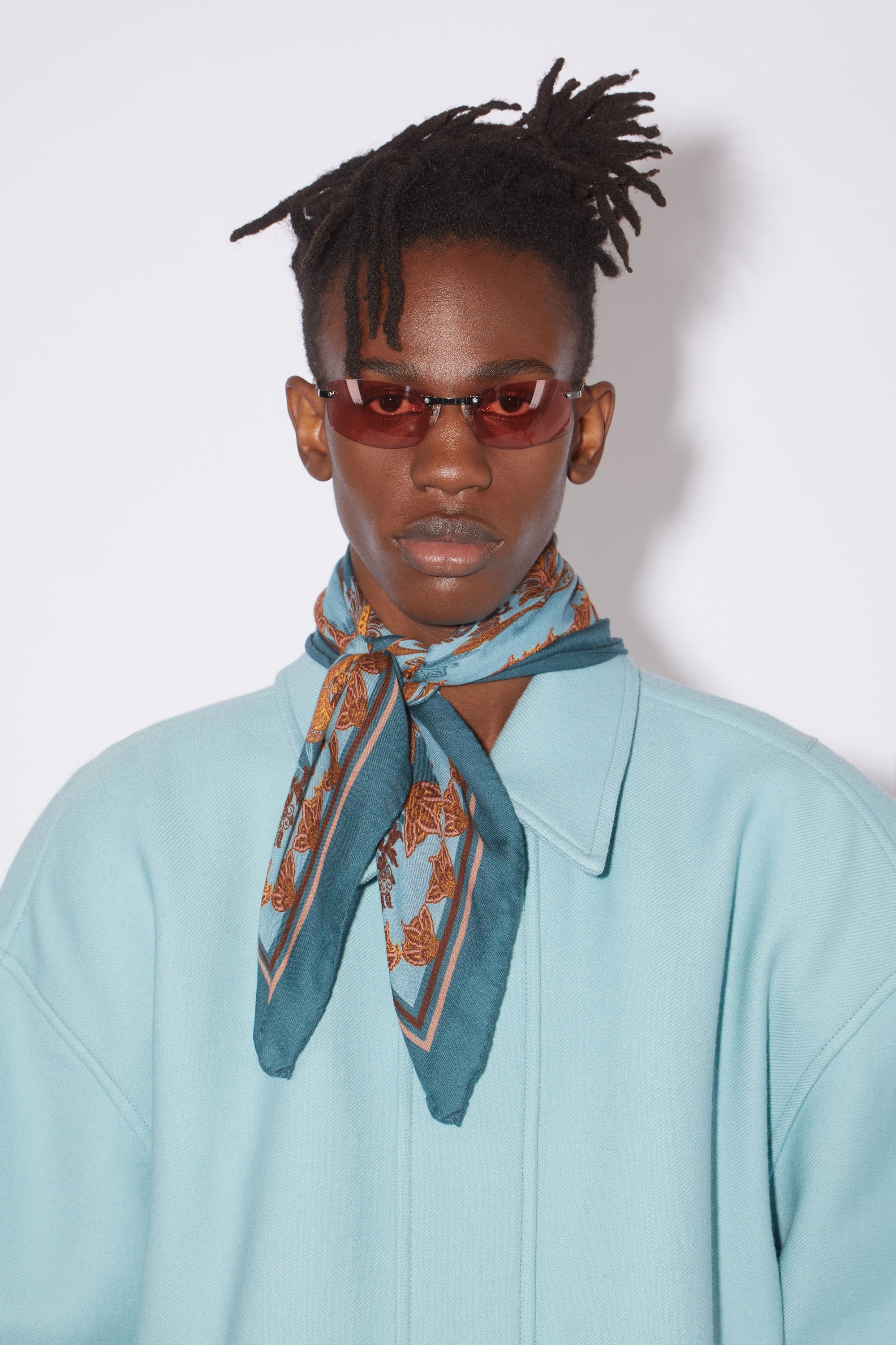 Printed cashmere scarf - Teal blue - 3